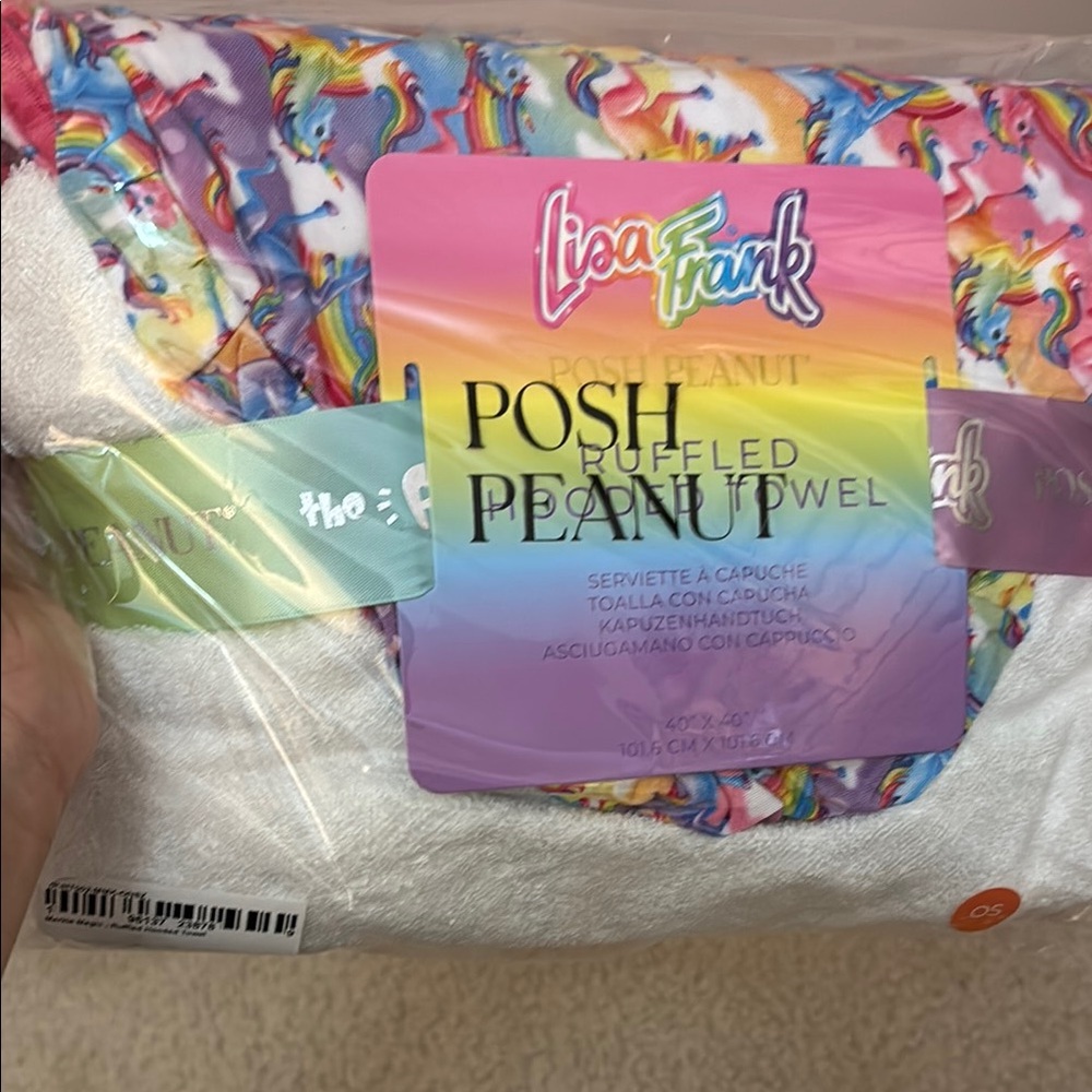 Posh Peanut Lisa Frank Unicorn Hooded Towel - Multicolor